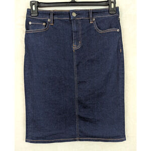 LAUREN Ralph Lauren sz 2 denim Jean Pencil Skirt blue straight stretchy 0676